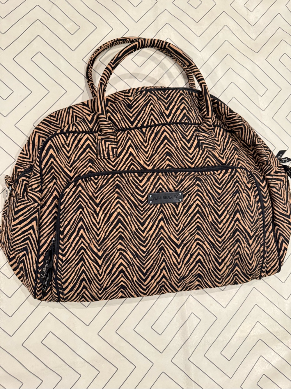 Vera Bradley Black/Brown Overnight Travel Bag - Picture 2 of 12